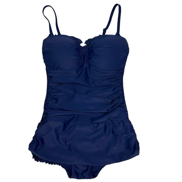 Shore Shapes Swimwear Swimsuit Swim Retro Navy Blue One Piece size 8 Medium - Picture 1 of 10